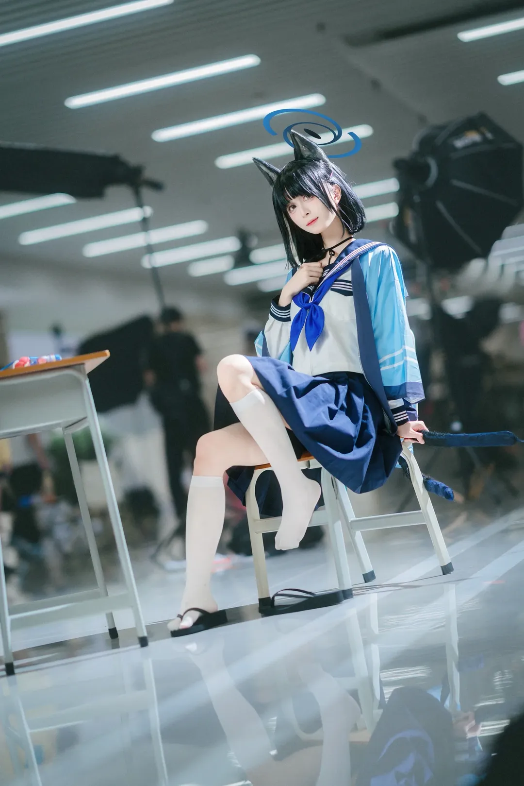 ブルーアーカイブ, 桐生キキョウ コスプレ, イベント撮影, 白ニーソコーデ, 猫耳少女コスプレ - 2枚目