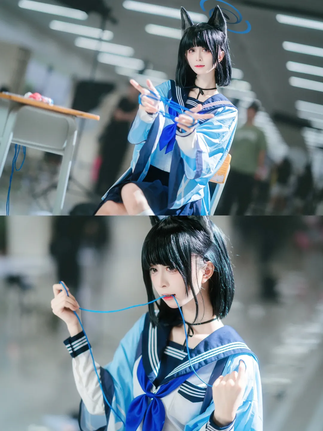 ブルーアーカイブ, 桐生キキョウ コスプレ, イベント撮影, 白ニーソコーデ, 猫耳少女コスプレ - 4枚目