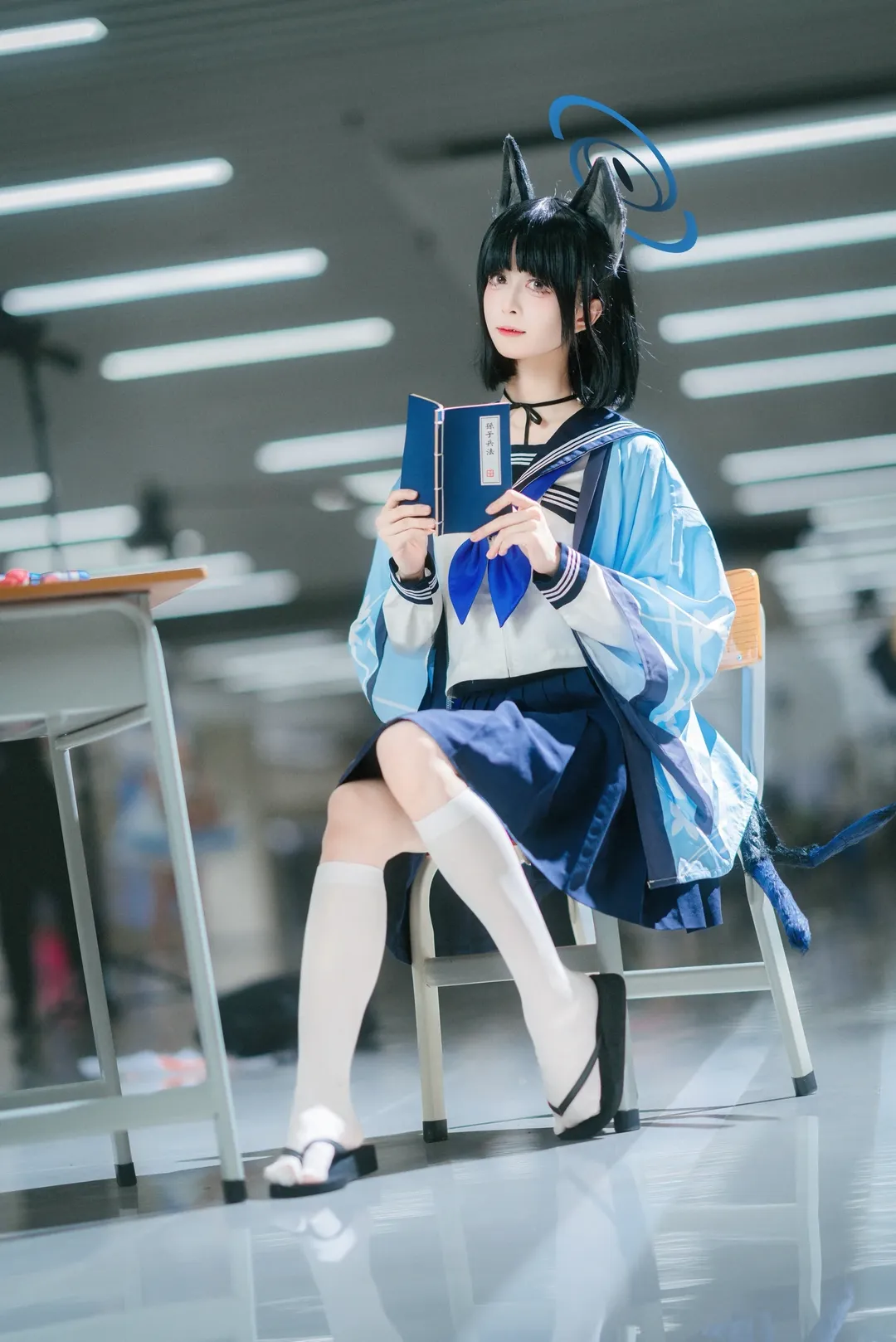 ブルーアーカイブ, 桐生キキョウ コスプレ, イベント撮影, 白ニーソコーデ, 猫耳少女コスプレ - 5枚目