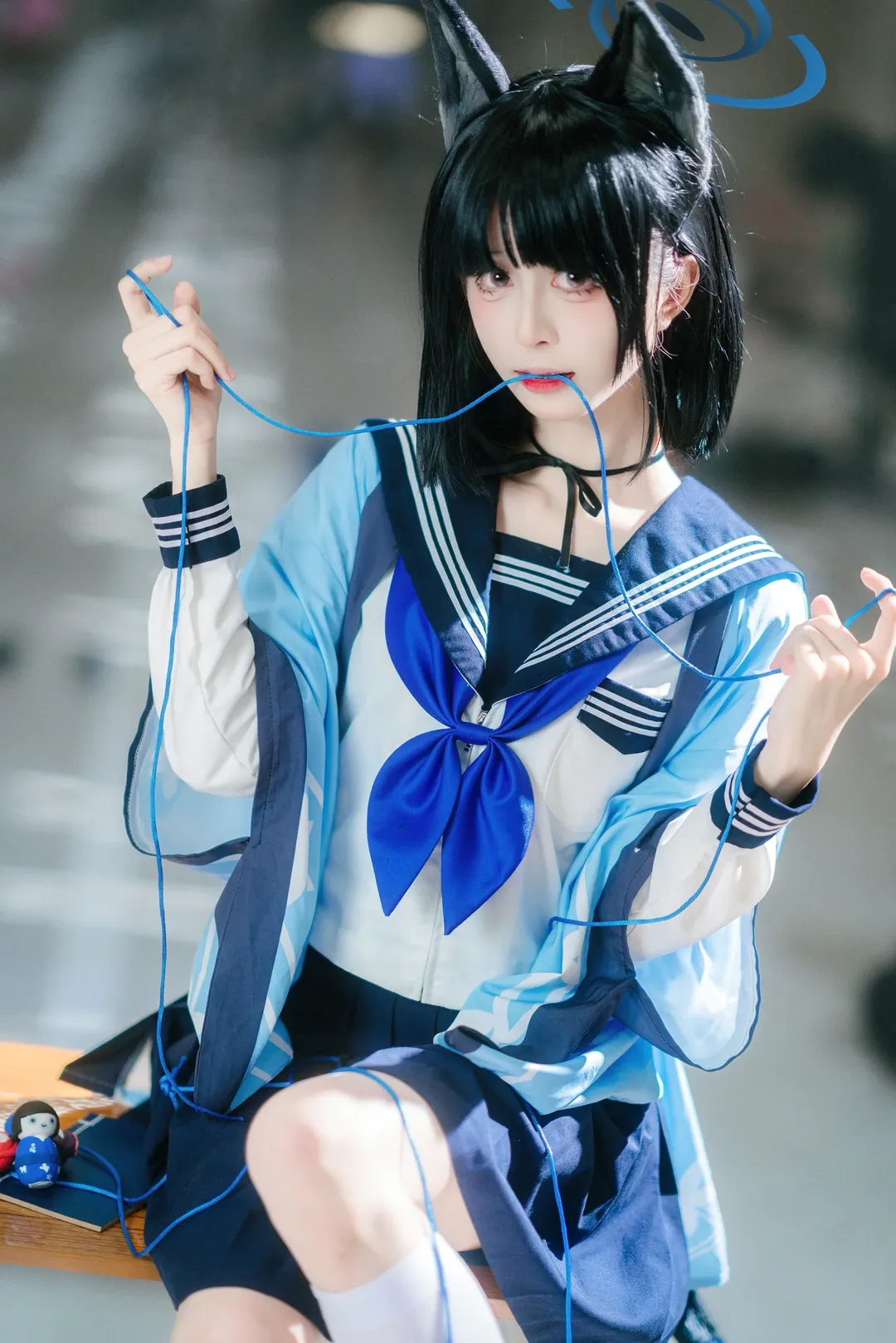 ブルーアーカイブ, 桐生キキョウ コスプレ, イベント撮影, 白ニーソコーデ, 猫耳少女コスプレ - 6枚目