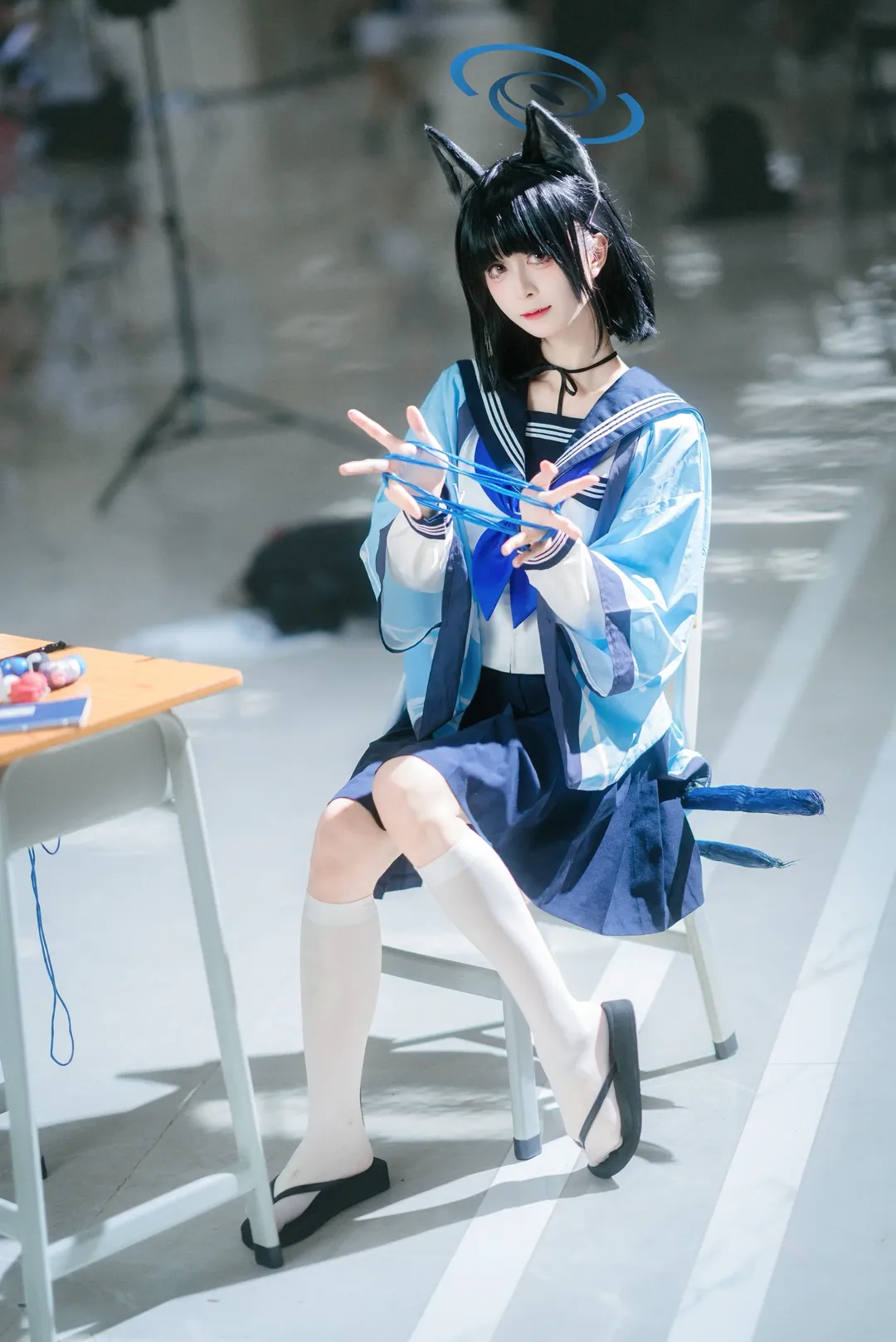 ブルーアーカイブ, 桐生キキョウ コスプレ, イベント撮影, 白ニーソコーデ, 猫耳少女コスプレ - 7枚目