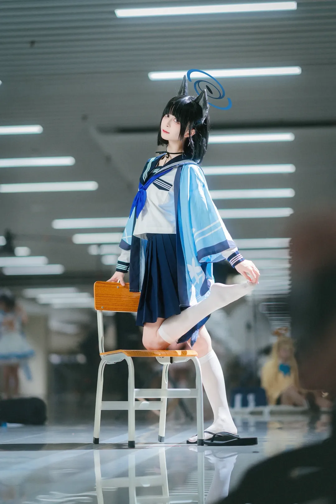 ブルーアーカイブ, 桐生キキョウ コスプレ, イベント撮影, 白ニーソコーデ, 猫耳少女コスプレ - 9枚目