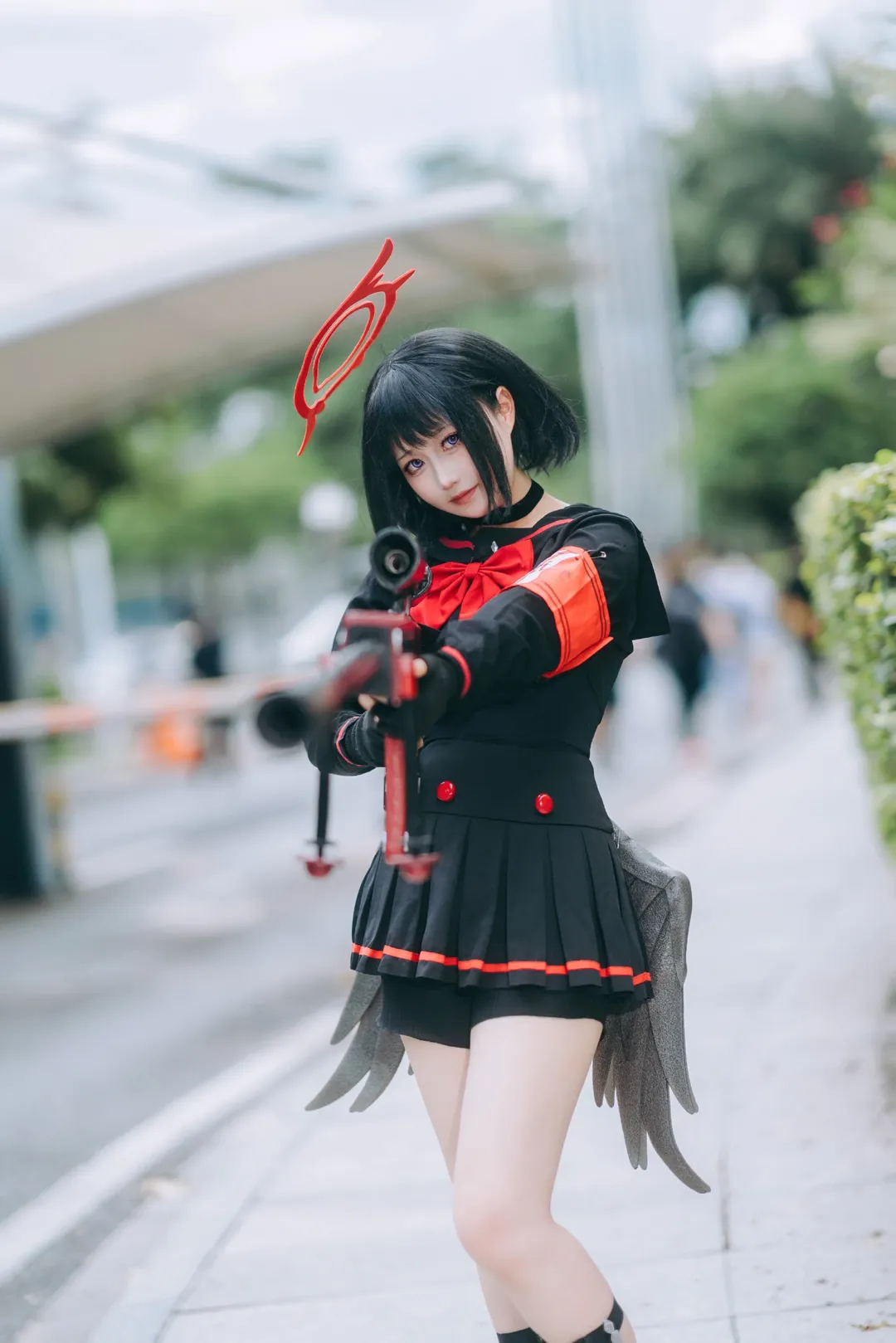 cosplay, 蔚蓝档案, 黑丝cos, 狙击枪道具, 静山真白cos - 第3张