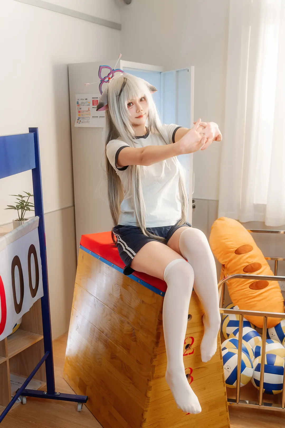 蔚蓝档案, 二次元cos, 春原心奈cos, 白丝cos, 体操服cosplay - 第2张