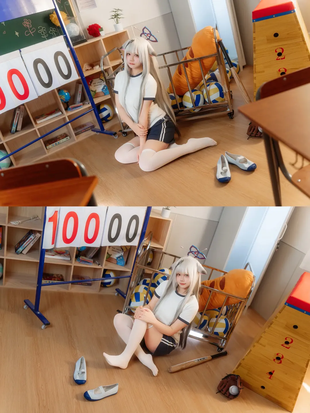 蔚蓝档案, 二次元cos, 春原心奈cos, 白丝cos, 体操服cosplay - 第5张