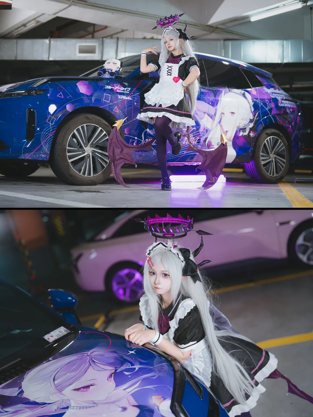 ブルーアーカイブ, ホタルACGエキスポ, 空崎ヒナ コスプレ, 痛車撮影, ダークパープルストッキングコスプレ - 1枚目