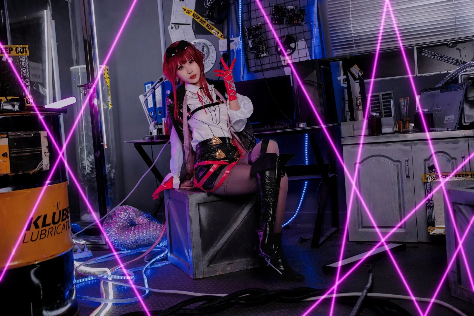 崩坏星穹铁道, 卡芙卡cos, 黑丝穿搭, 赛博朋克cosplay, 战术风人像 - 第2张
