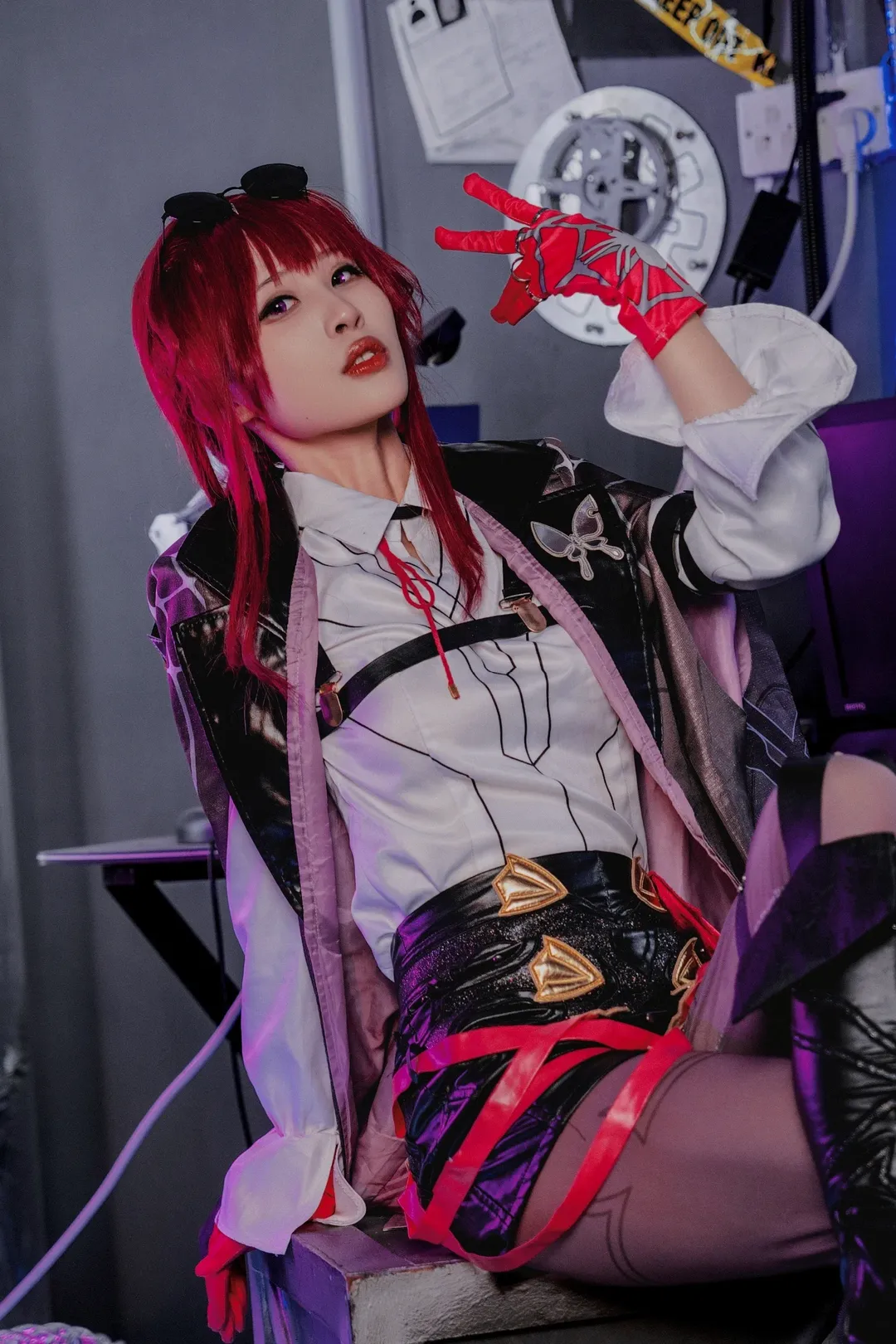 崩坏星穹铁道, 卡芙卡cos, 黑丝穿搭, 赛博朋克cosplay, 战术风人像 - 第3张