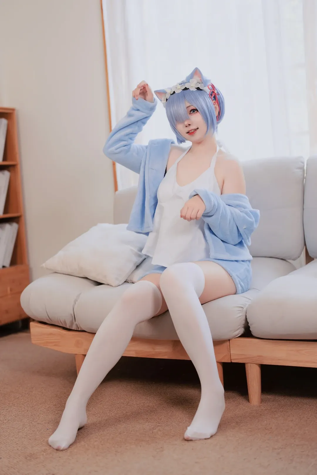 二次元, 白丝, 雷姆cos, re0从零开始的异世界生活, 居家服cos - 第1张