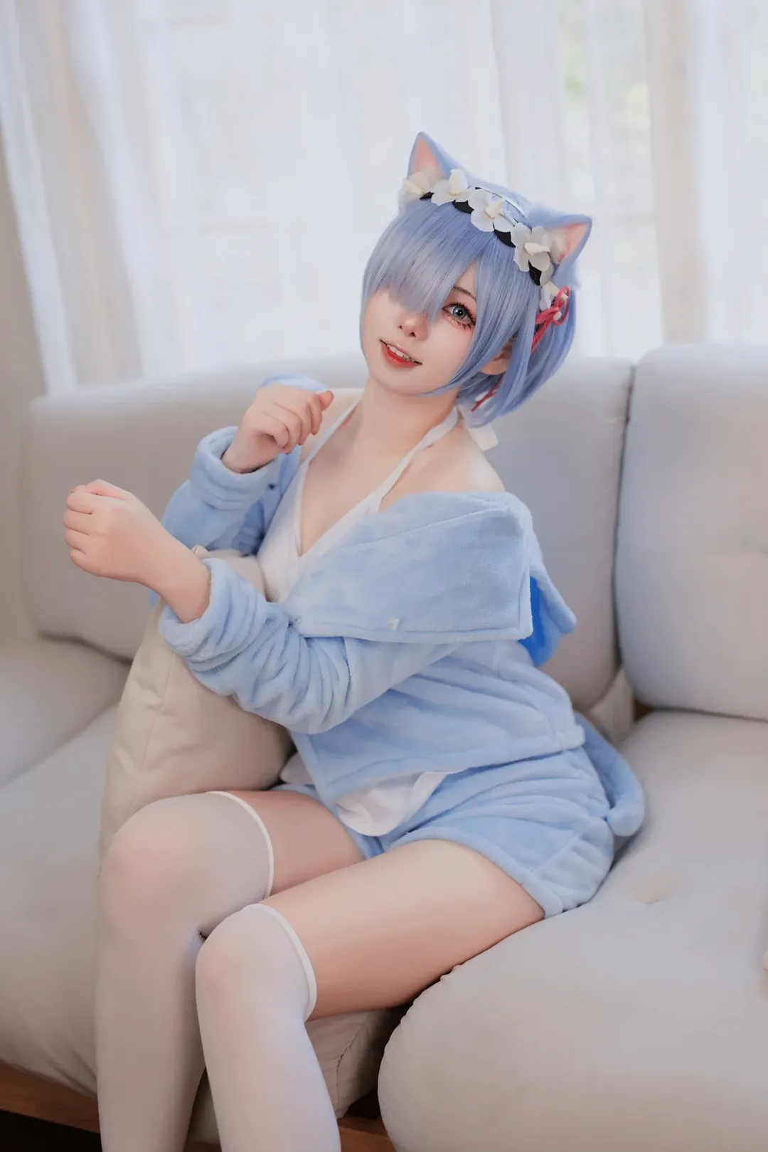 二次元, 白丝, 雷姆cos, re0从零开始的异世界生活, 居家服cos - 第4张