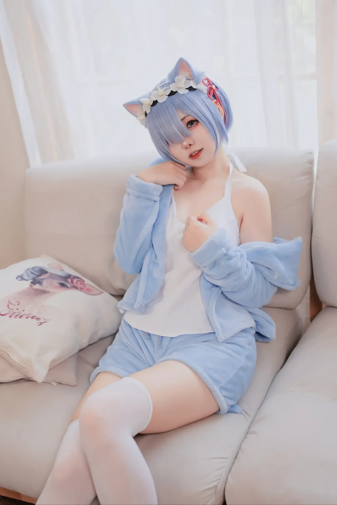 二次元, 白丝, 雷姆cos, re0从零开始的异世界生活, 居家服cos - 第5张
