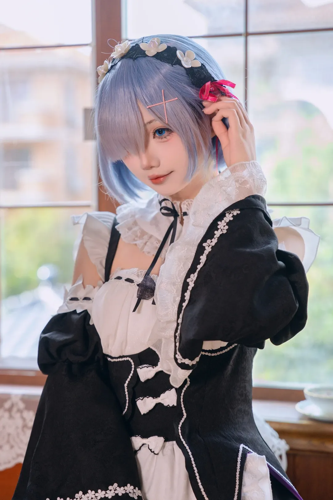二次元, 蕾姆cos, 白丝, 女仆装cos, re0从零开始的异世界生活 - 第6张