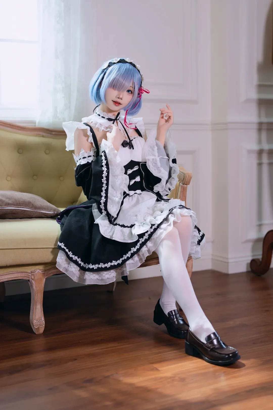 二次元, 蕾姆cos, 白丝, 女仆装cos, re0从零开始的异世界生活 - 第7张
