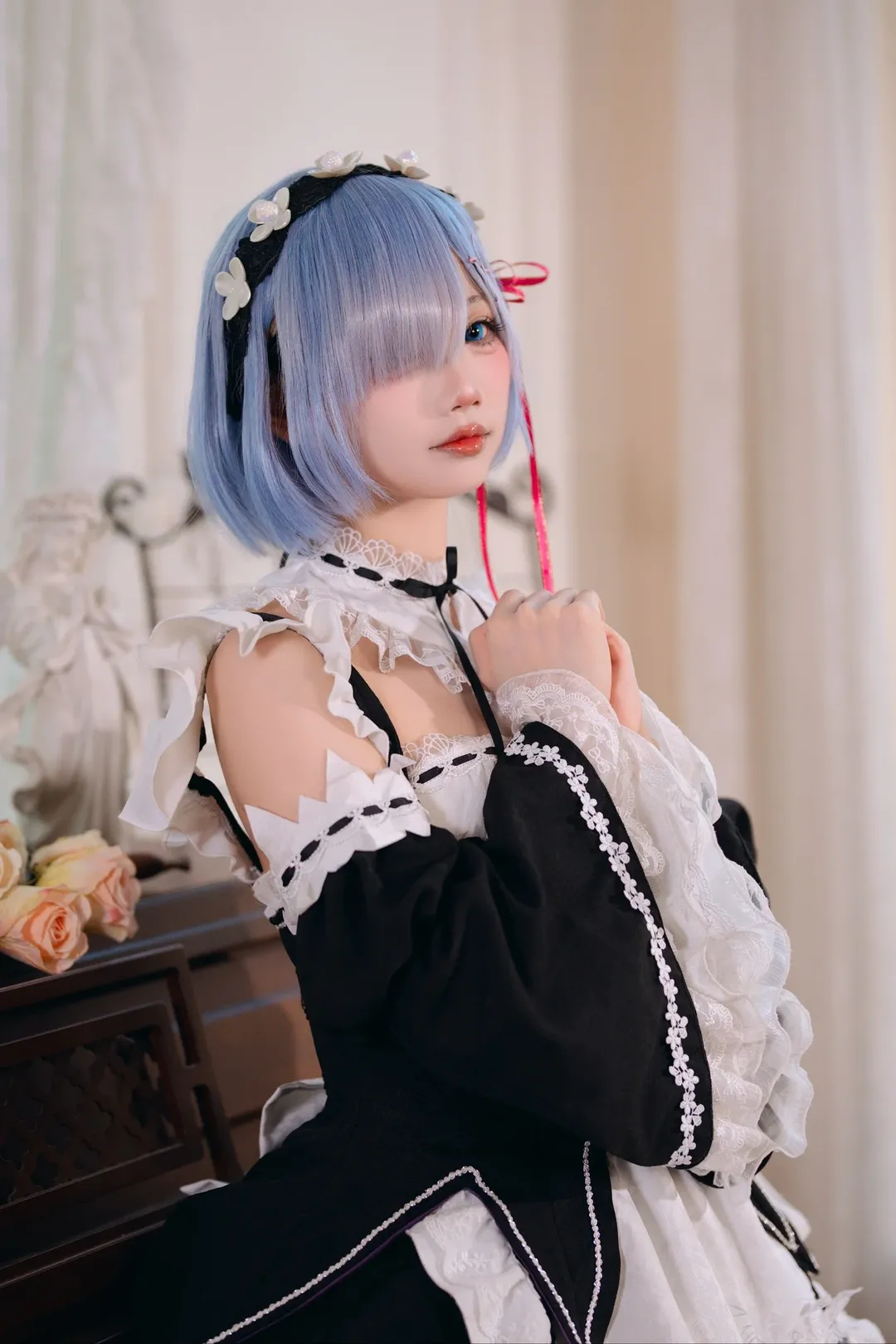 二次元, 蕾姆cos, 白丝, 女仆装cos, re0从零开始的异世界生活 - 第9张