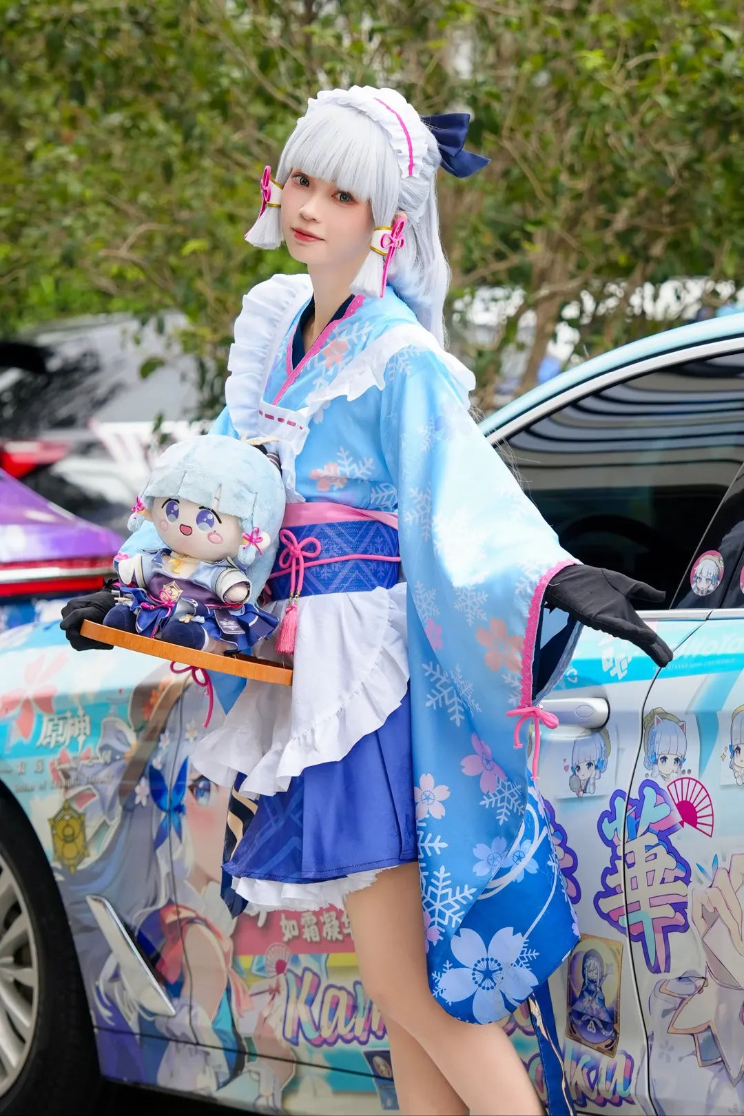 原神, 二次元摄影, 神里绫华cos, 和风女仆, 痛车外景 - 第1张
