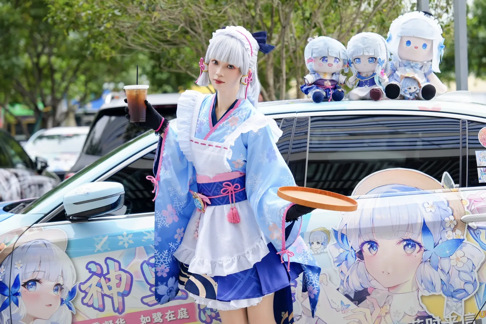 原神, 二次元攝影, 神裡綾華cos, 和風女僕, 痛車外景