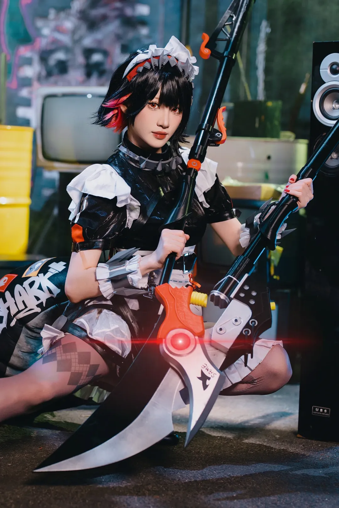 Zenless Zone Zero, Ellen Joe cosplay, Portrait photography, Black tights outfit, Techwear maid - Image 1
