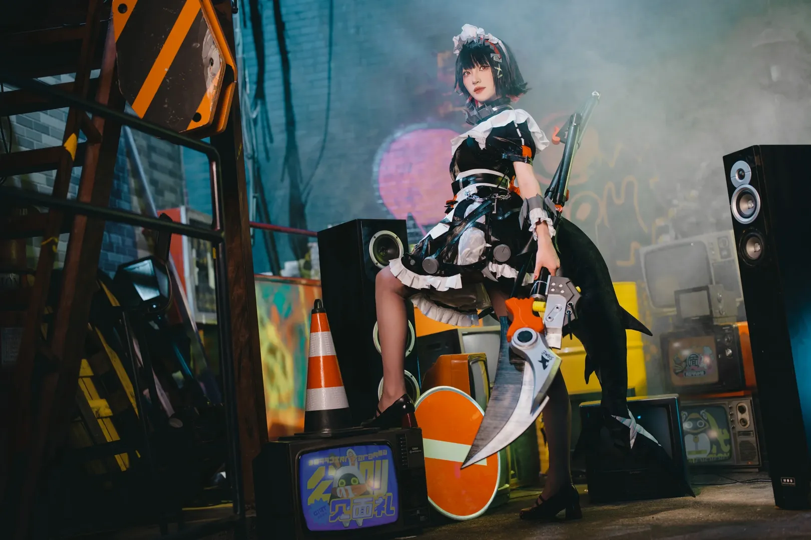 Zenless Zone Zero, Ellen Joe cosplay, Portrait photography, Black tights outfit, Techwear maid - Image 5