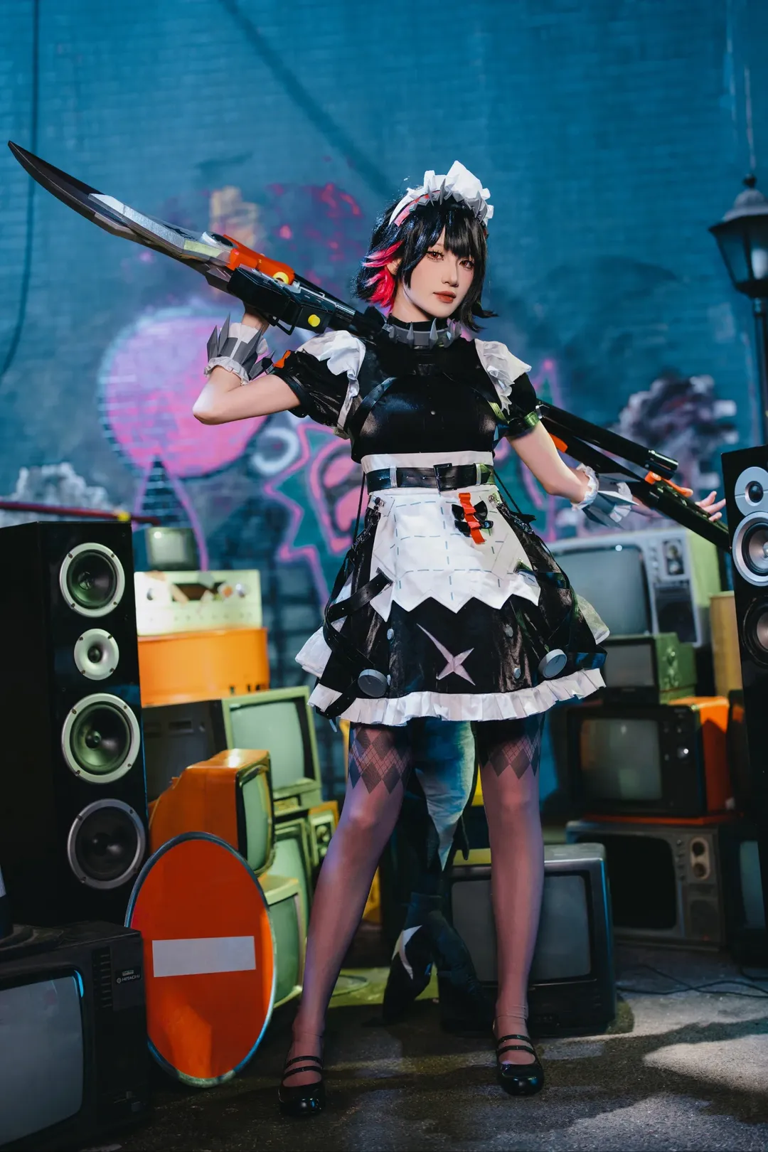 Zenless Zone Zero, Ellen Joe cosplay, Portrait photography, Black tights outfit, Techwear maid - Image 6