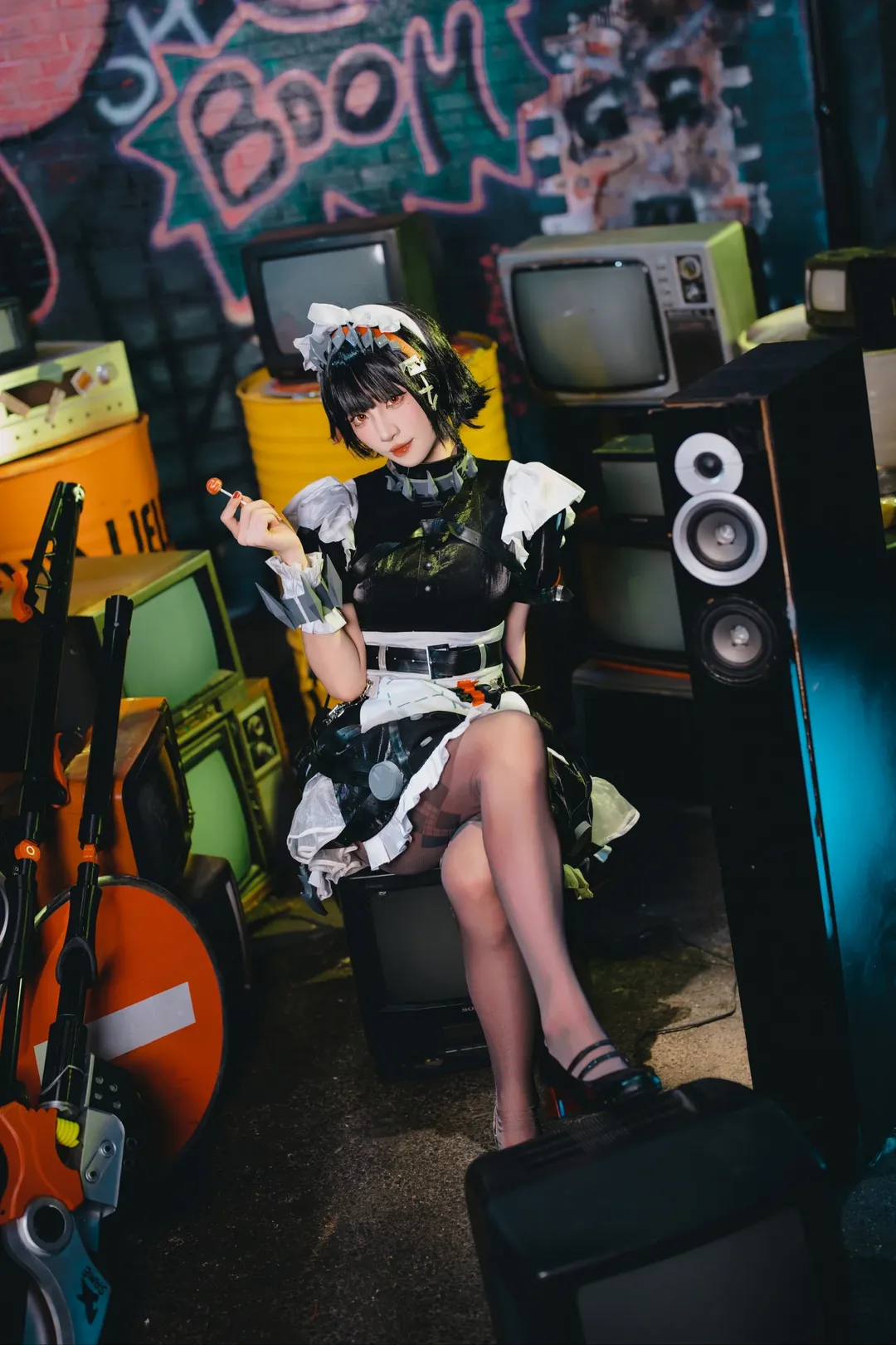 Zenless Zone Zero, Ellen Joe cosplay, Portrait photography, Black tights outfit, Techwear maid - Image 7