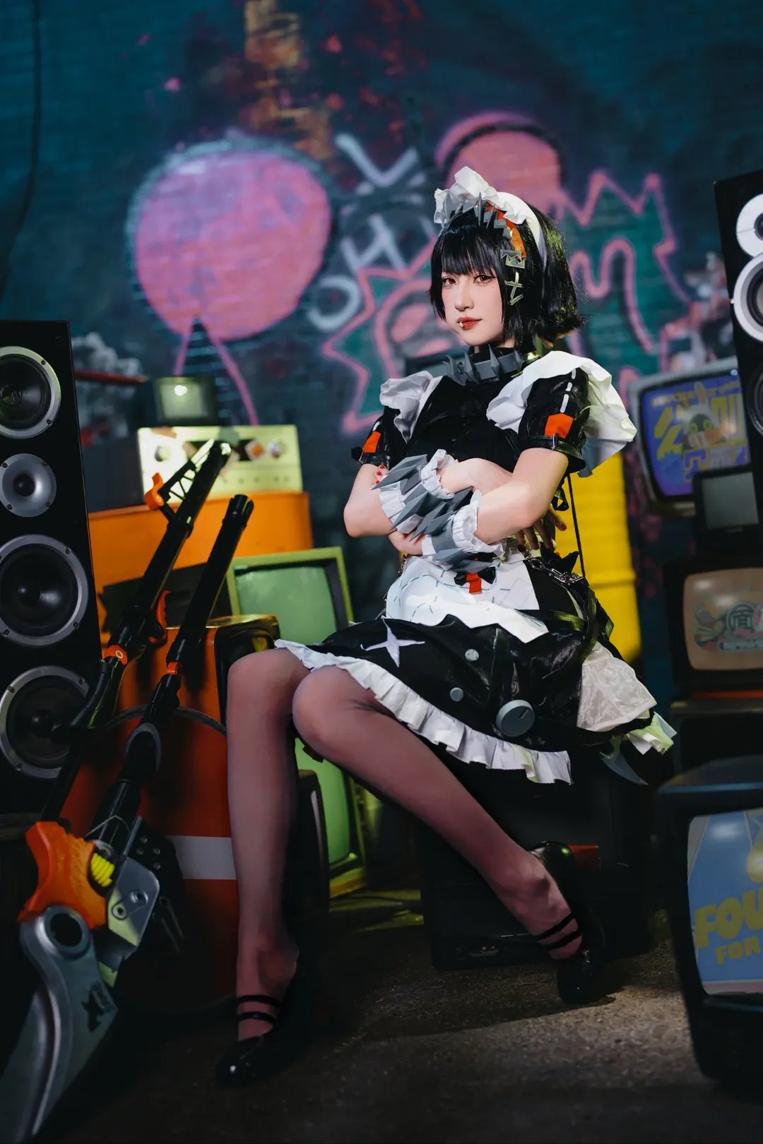 Zenless Zone Zero, Ellen Joe cosplay, Portrait photography, Black tights outfit, Techwear maid - Image 8