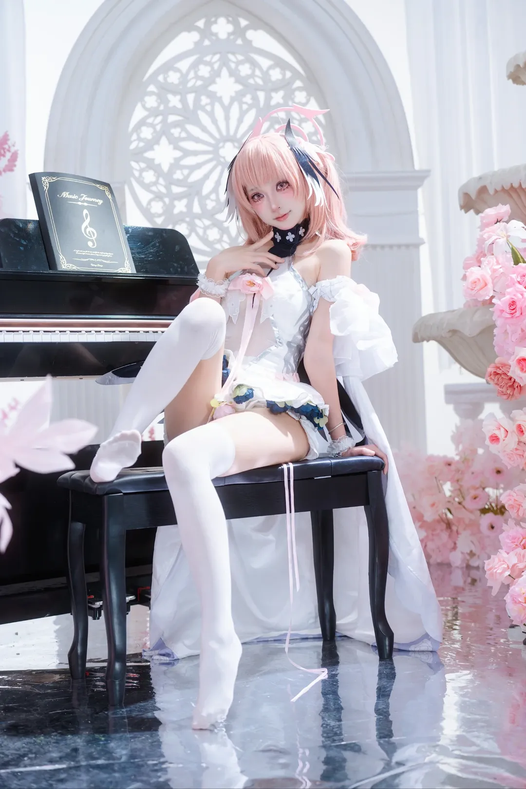 蔚蓝档案, Cosplay摄影, 花嫁, 下江小春cos, 白丝 - 第1张