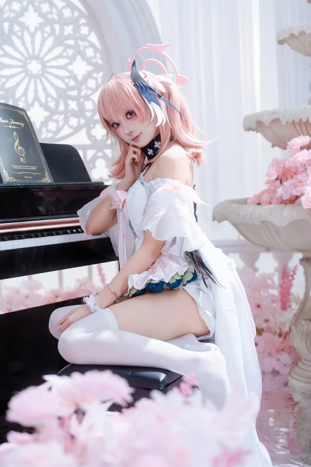 蔚蓝档案, Cosplay摄影, 花嫁, 下江小春cos, 白丝 - 第2张