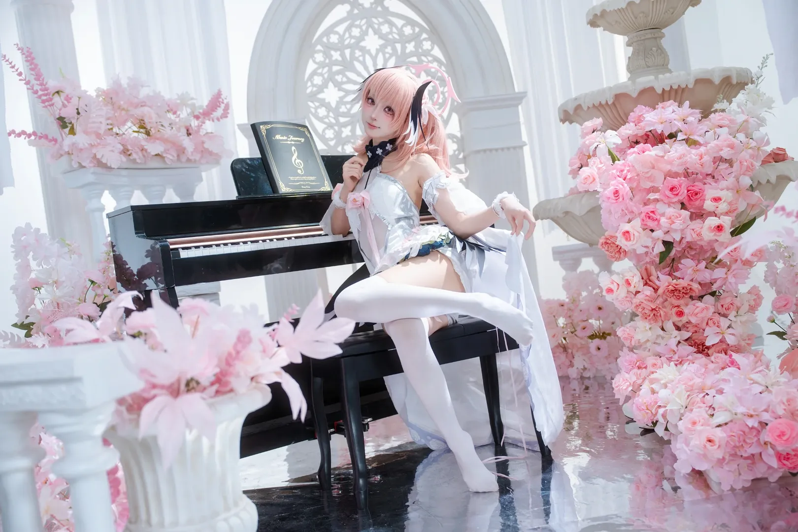 蔚蓝档案, Cosplay摄影, 花嫁, 下江小春cos, 白丝 - 第3张