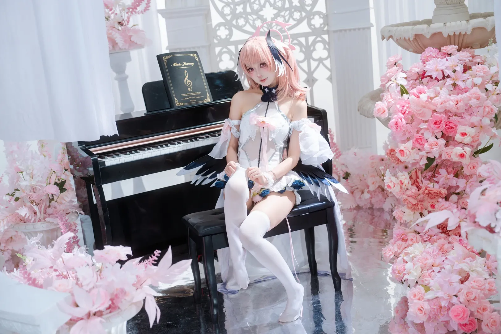 蔚蓝档案, Cosplay摄影, 花嫁, 下江小春cos, 白丝 - 第4张