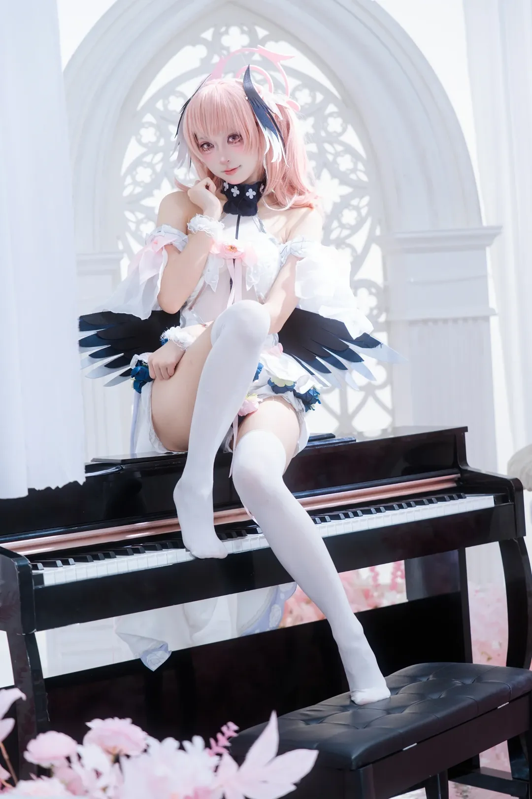 蔚蓝档案, Cosplay摄影, 花嫁, 下江小春cos, 白丝