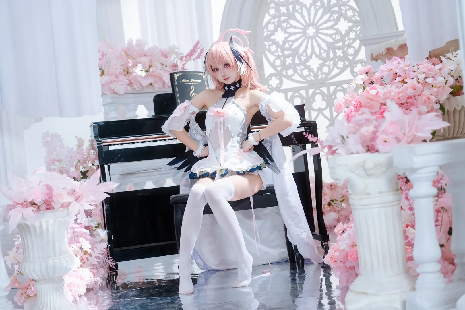 二次元少女, 蔚蓝档案, 下江小春cos, 萌妹cosplay, 白丝cosplay - 第5张