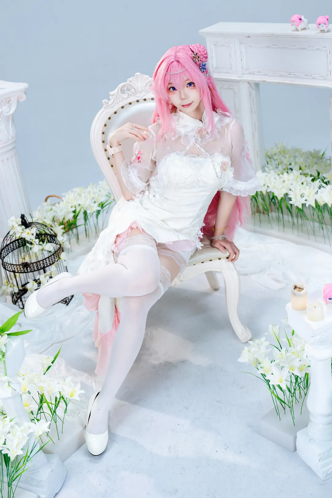 旗袍cos, cosplay摄影, Nikke胜利女神, 桃乐丝cos, 白丝cos