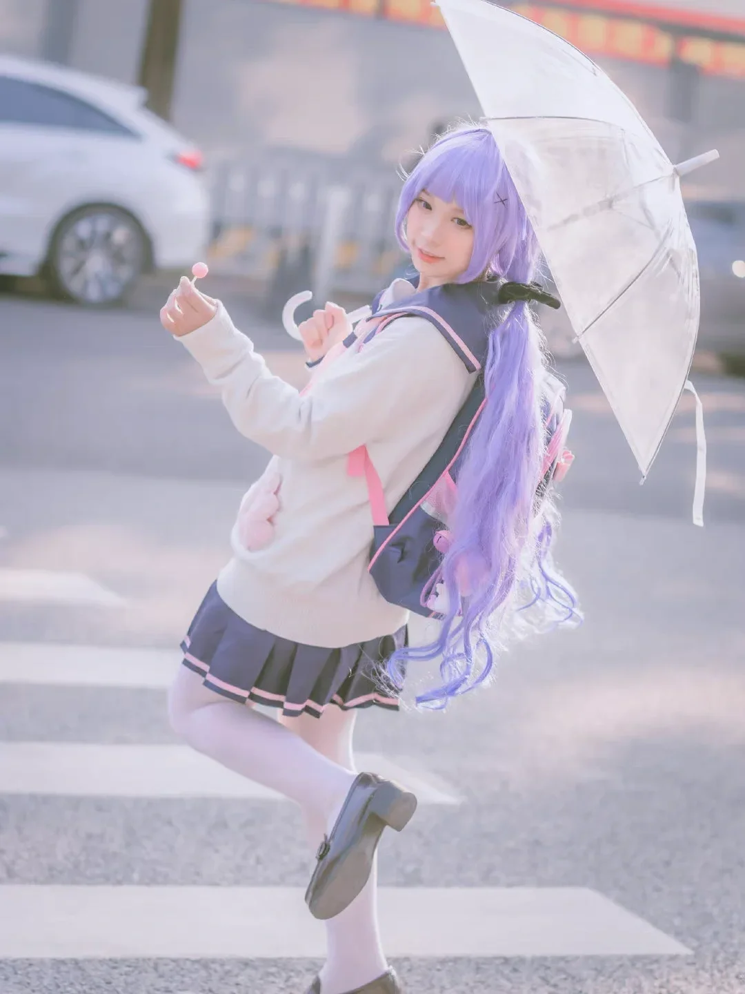 アズールレーン, イベント写真, アズールレーン コスプレ, 白タイツJK, 透明な傘