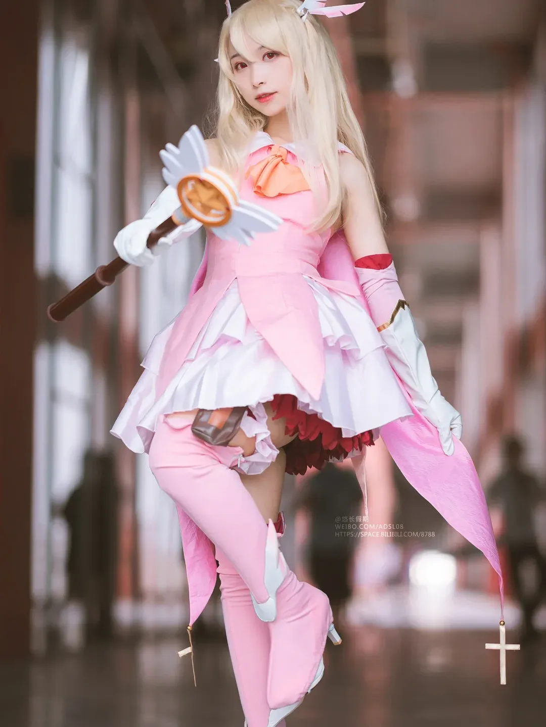 Fate, 元气少女, 伊莉雅cos, 粉色丝袜, 魔法少女伊莉雅