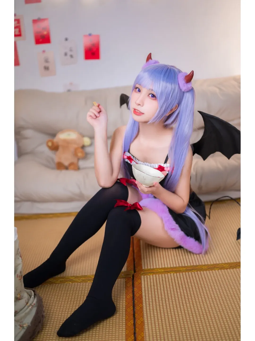 小悪魔コスプレ, 黒のオーバーニーソックス, 涼風青葉コスプレ, NEW GAME!, 誕生日コスプレ - 3枚目