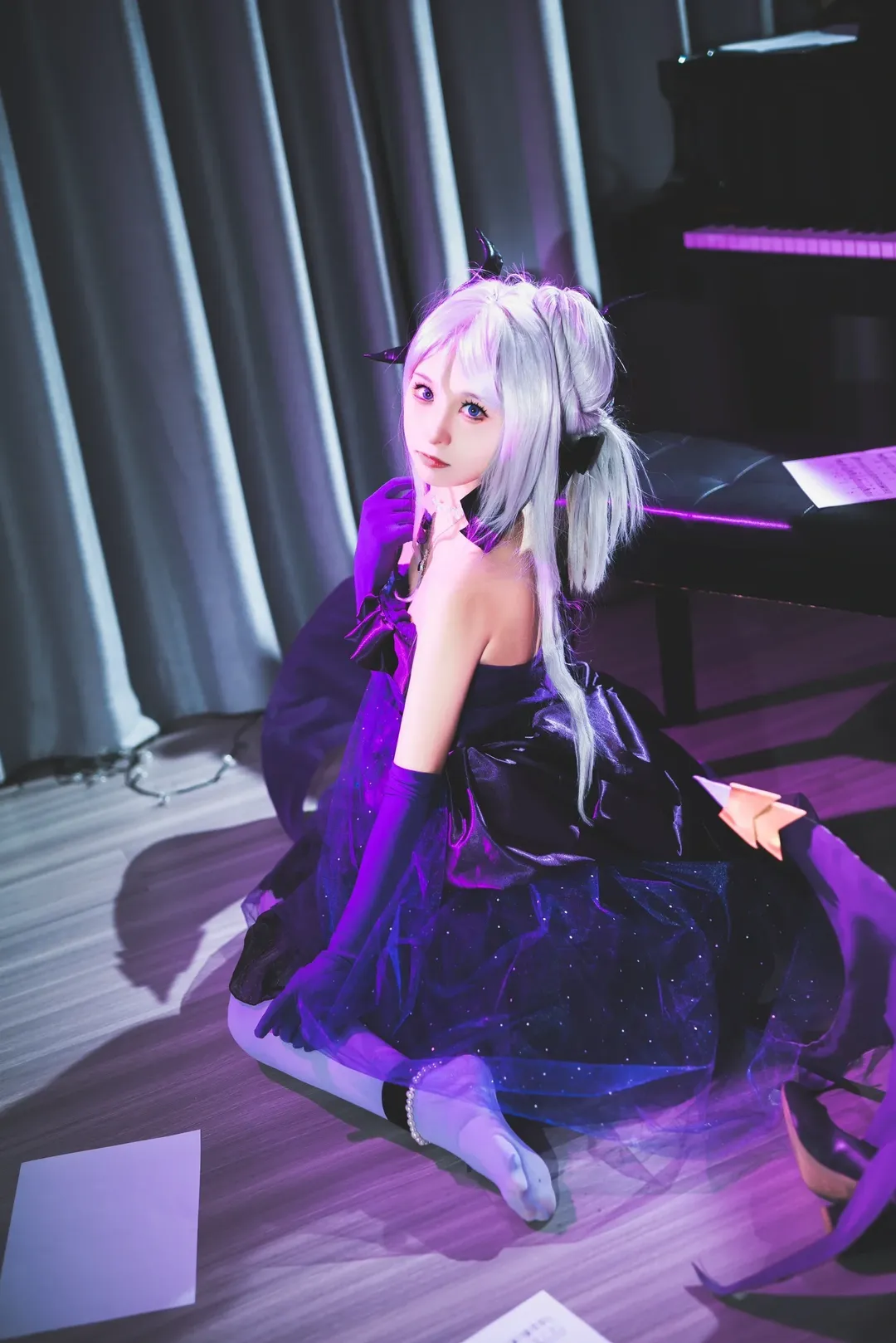 碧蓝档案, 空崎日奈cos, 二次元cosplay, 白丝穿搭, 礼服日奈 - 第4张