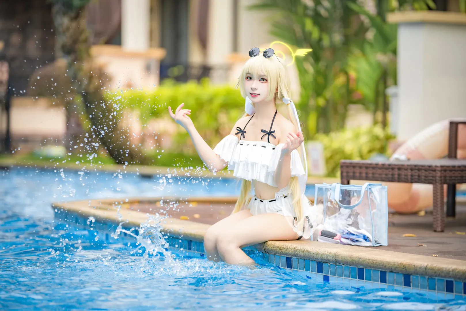 蔚蓝档案, 泳装cos, 夏日写真, cosplay摄影, 阿慈谷日富美cos