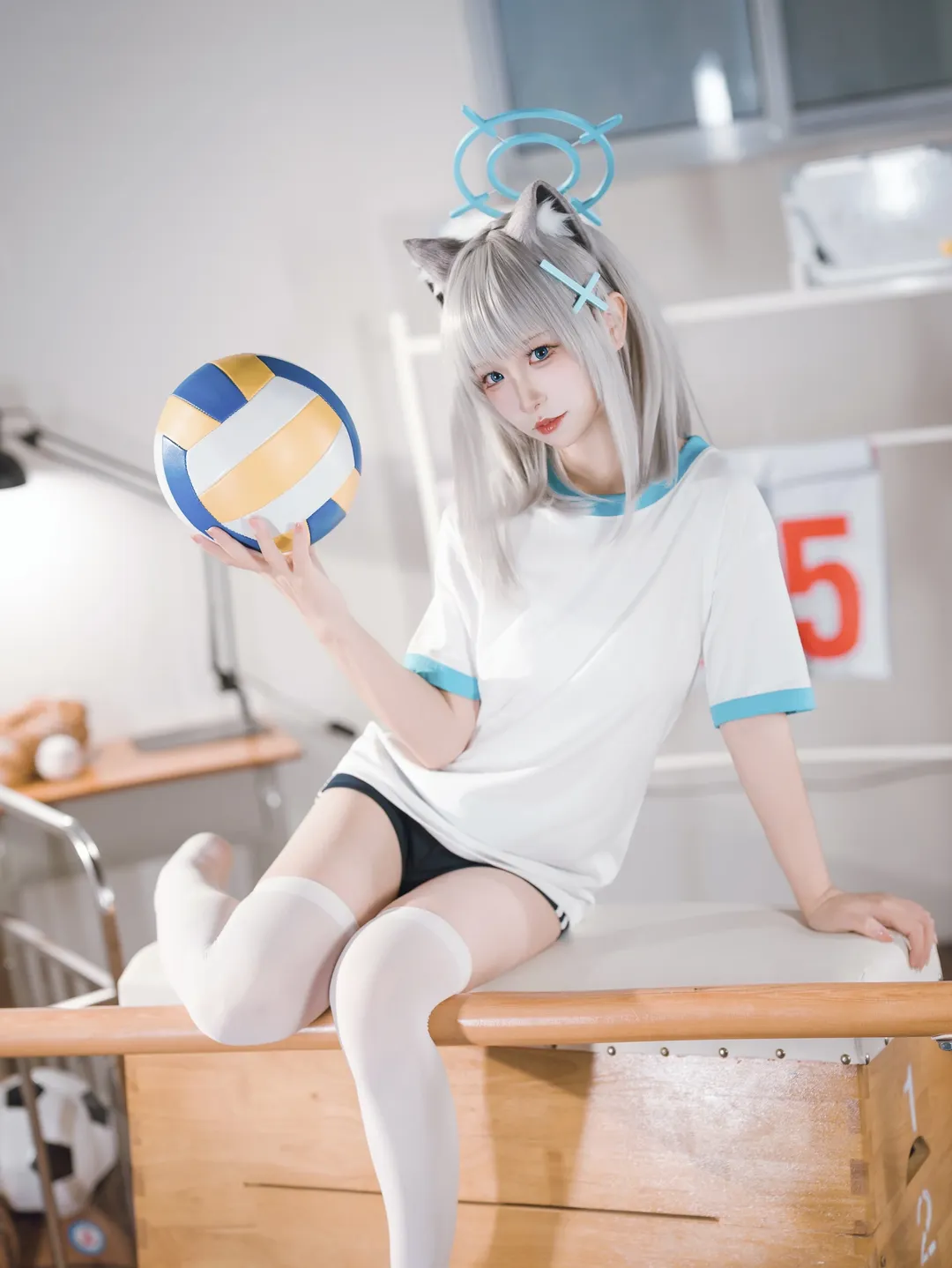 蔚蓝档案, 广州摄影, 白丝, 砂狼白子cos, 体操服cosplay - 第3张