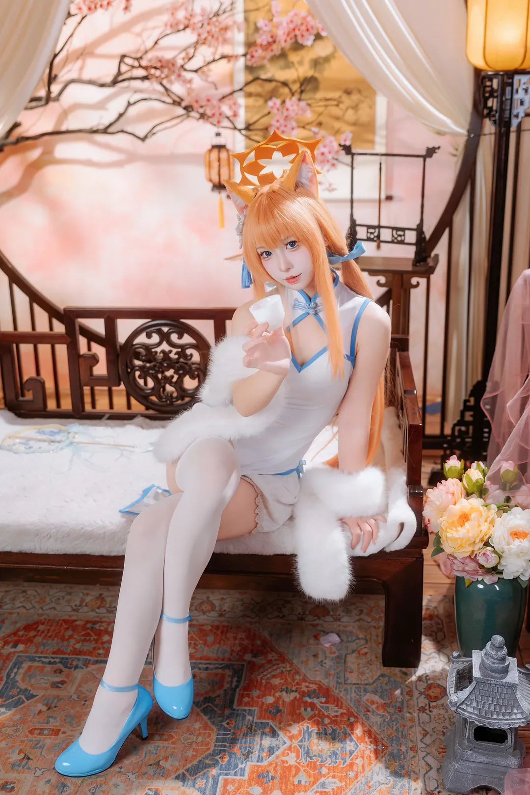 蔚蓝档案, 旗袍, 二次元cosplay, 白丝, 伊洛玛丽cos