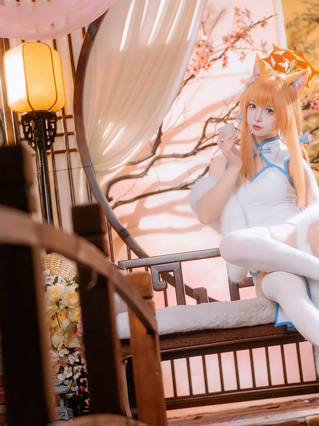 蔚蓝档案, 旗袍, 二次元cosplay, 白丝, 伊洛玛丽cos - 第4张