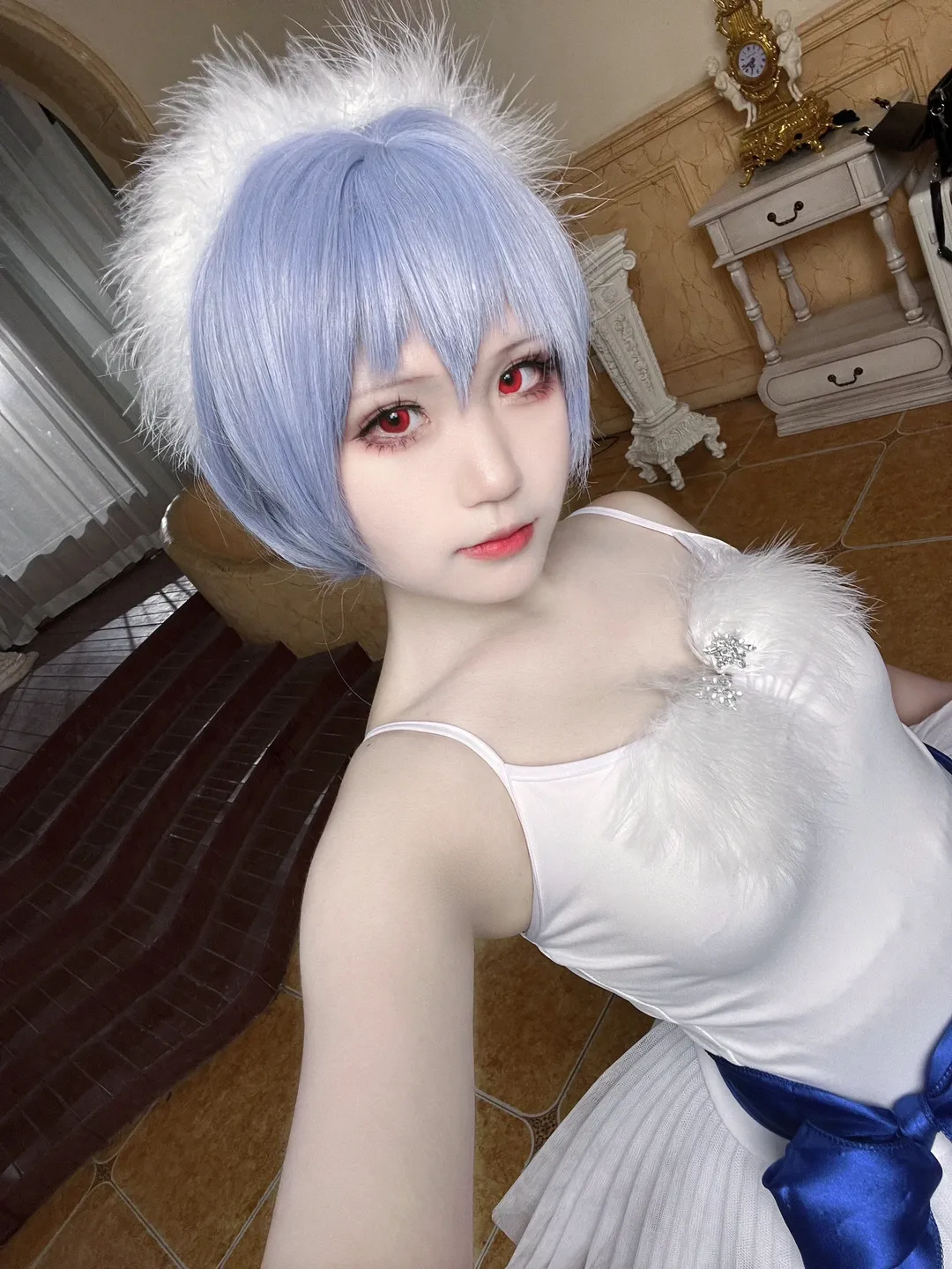 コスプレ, 綾波レイコスプレ, 新世紀エヴァンゲリオン, アイメイク紹介, 欧風レトロ背景 - 2枚目