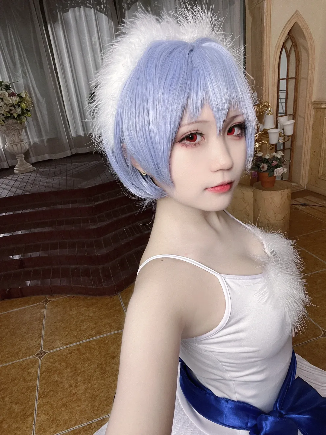 コスプレ, 綾波レイコスプレ, 新世紀エヴァンゲリオン, アイメイク紹介, 欧風レトロ背景 - 3枚目