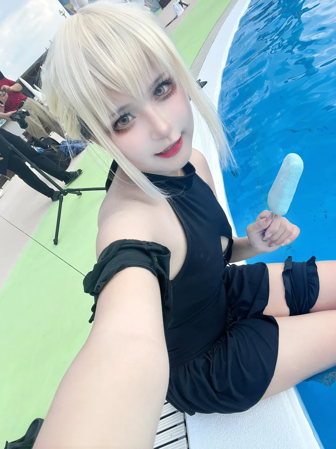 泳装cosplay, FGO, 手工道具, 黑呆cos, 泳池漫展