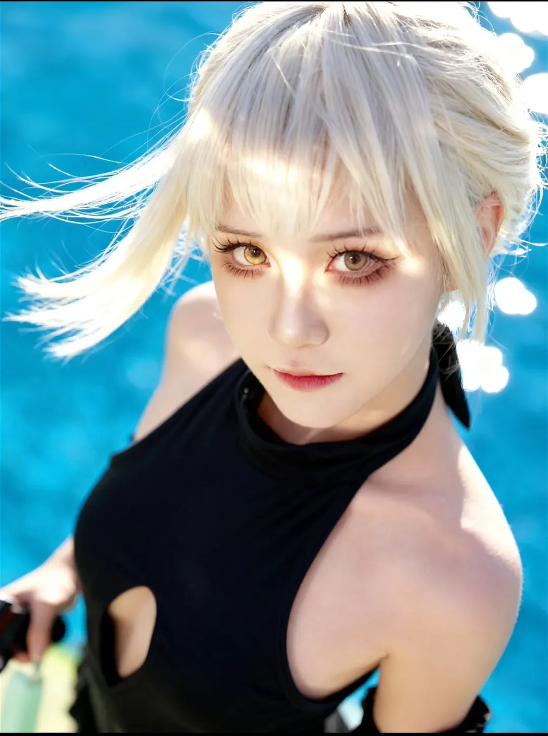 二次元, Fate, 泳装cos, 黑呆cos, 外景写真