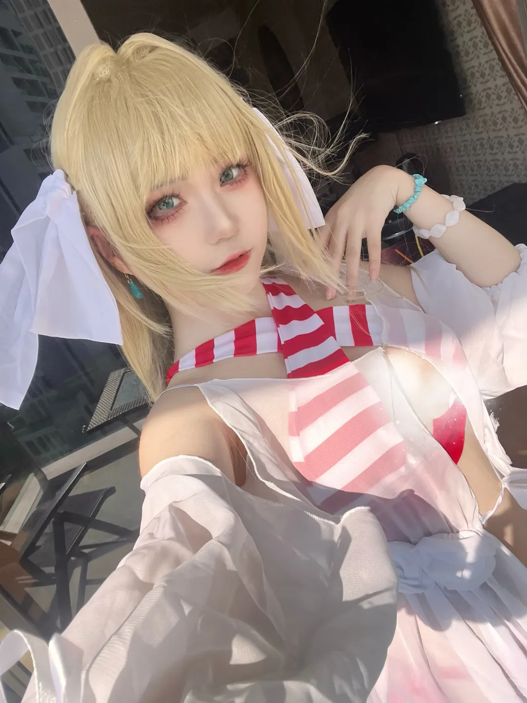 二次元, cosplay, fgo, 尼禄cos, 红白穿搭