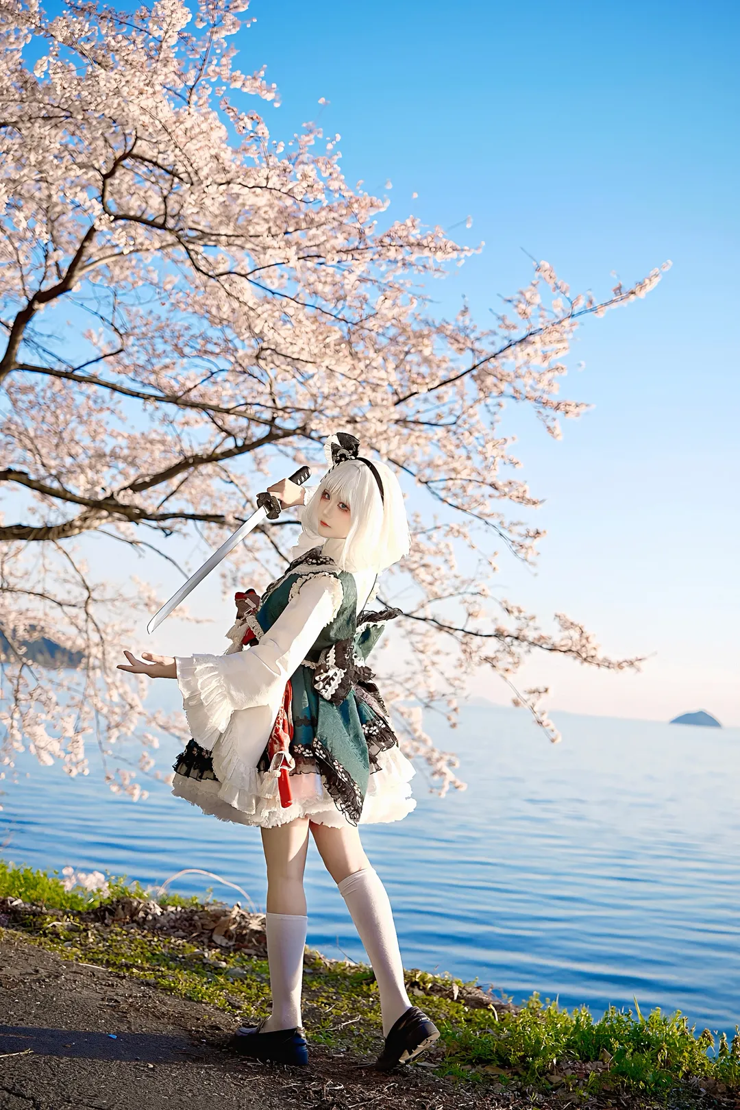 东方Project, 魂魄妖梦cos, 日本旅拍, 白丝cos, 樱花cosplay