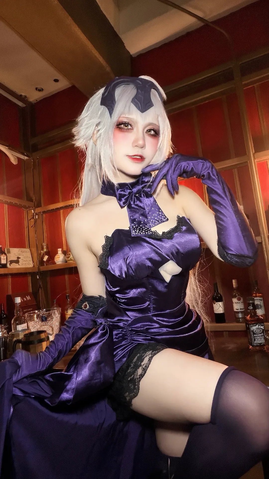 cosplay, fgo, 黑丝, 贞德altercos, 紫裙