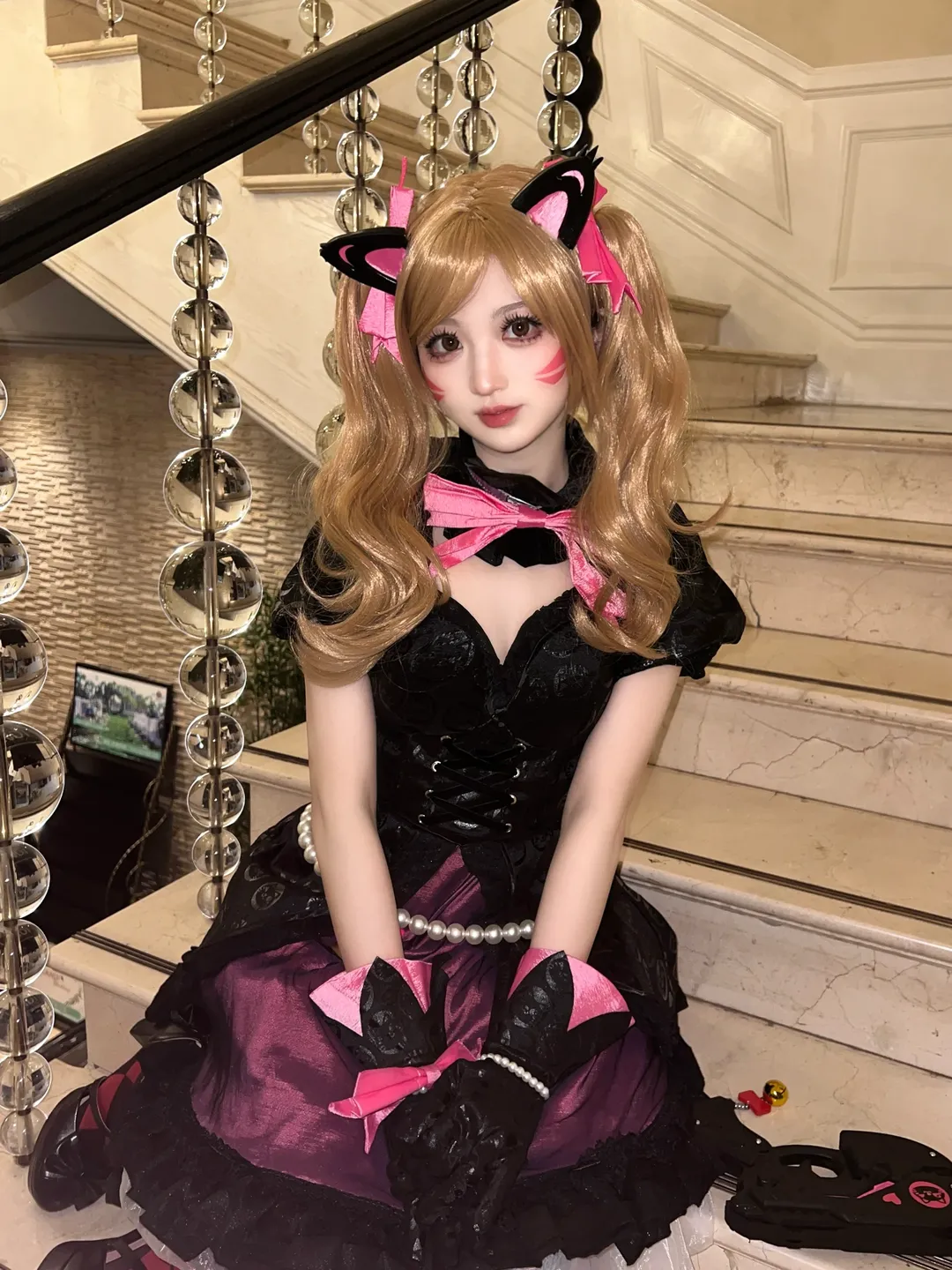漫展返图, 守望先锋, Dva cos, 黑猫皮肤, 菱形格纹丝袜 - 第2张