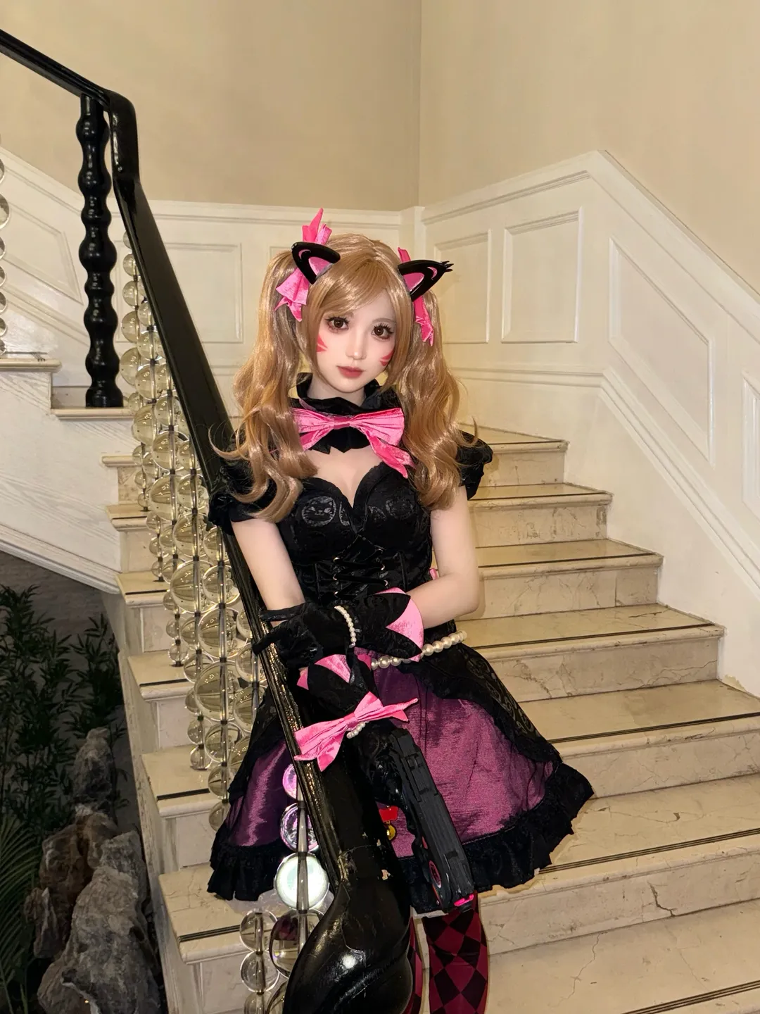 漫展返图, 守望先锋, Dva cos, 黑猫皮肤, 菱形格纹丝袜 - 第3张