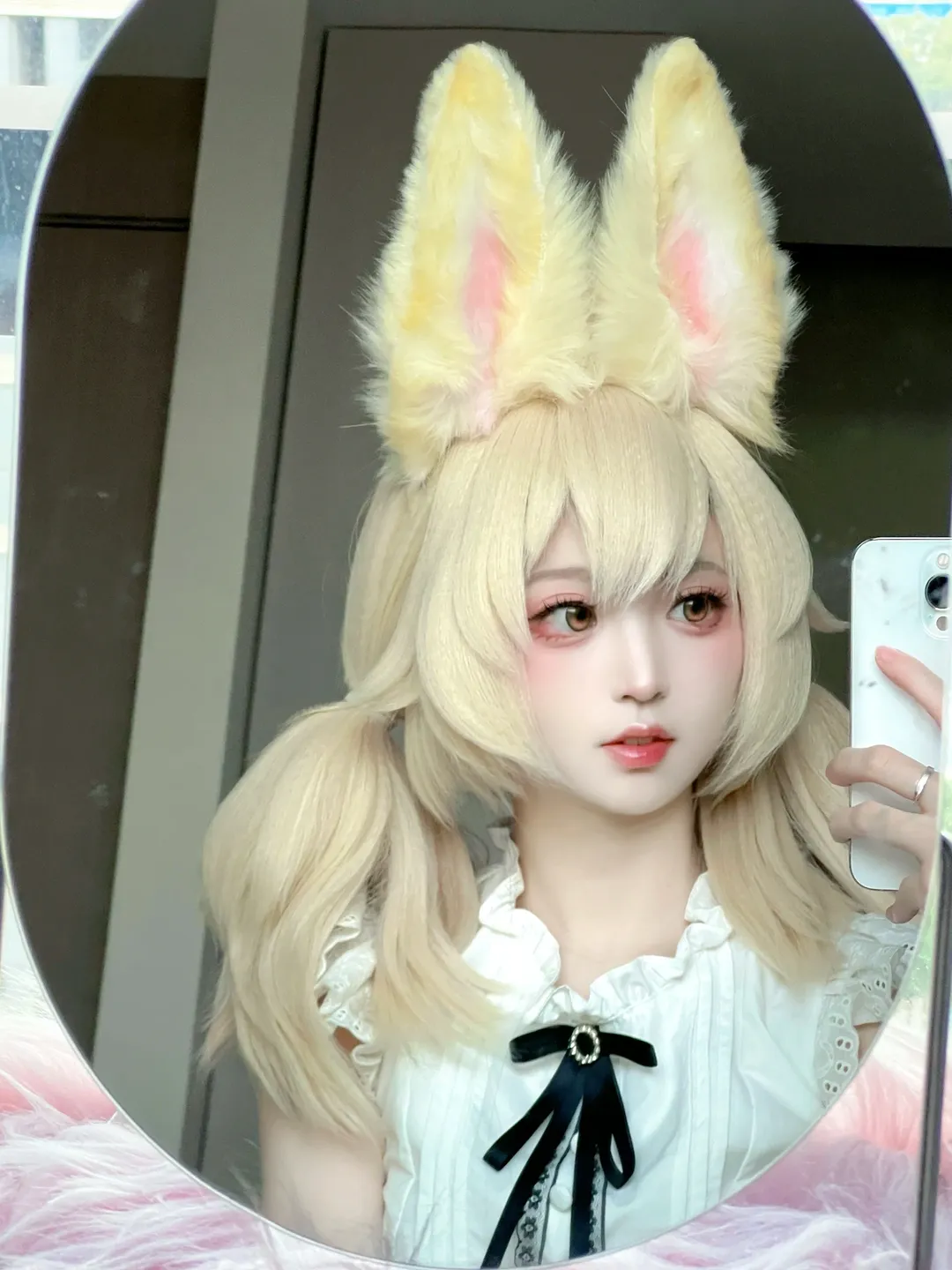 cosplay, 兔耳造型, 对镜自拍, 浅金色双马尾, 原创摄影